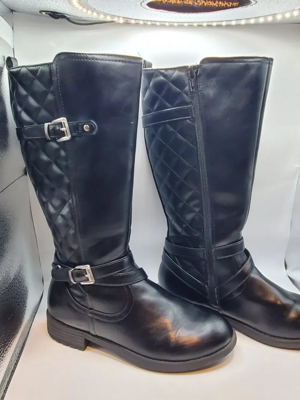 Girls' Black Quilted Size 4 Side Zip Riding Boots
